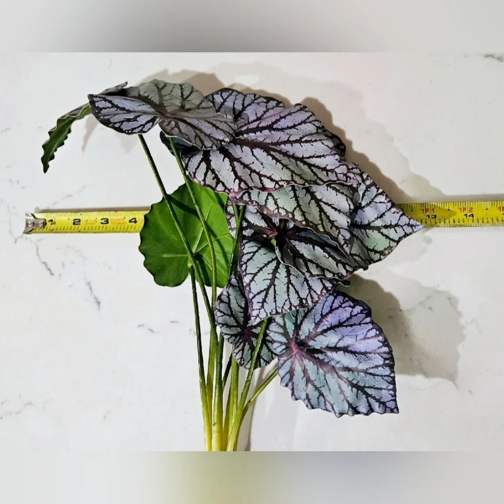 Decorative Faux Plant with Purple and Green Leaves Painted Leaf Begonia